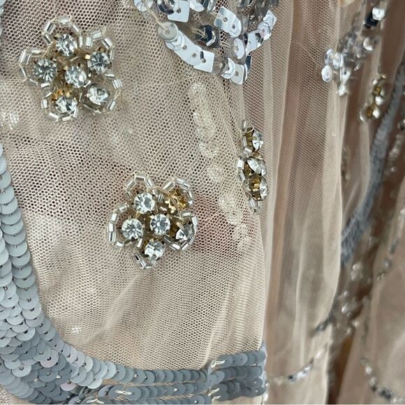 Mac Duggal 5217 Plus Size 14 Embellished Illusion Formal Evening Gown, Nude - Picture 12 of 16